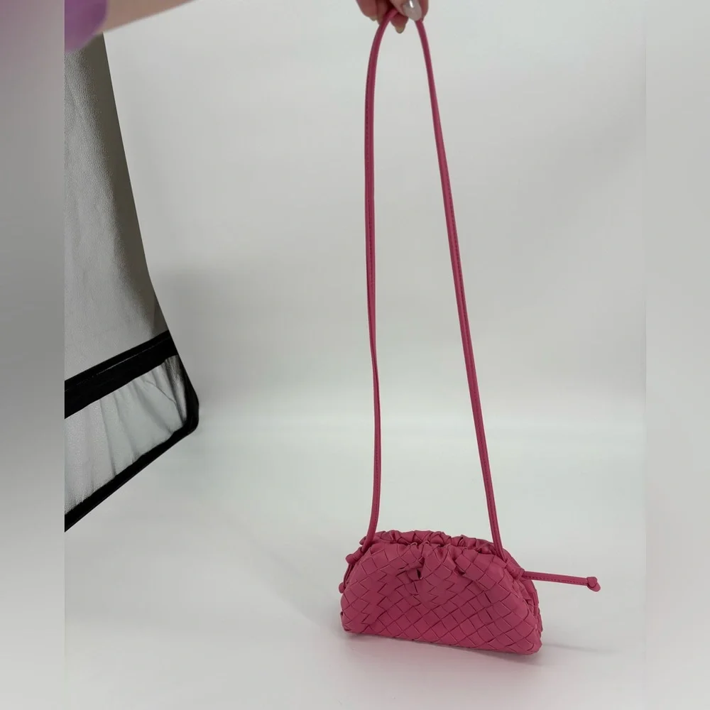 Bottega Veneta The Pouch Mini Intrecciato Leather Crossbody Clutch Pink